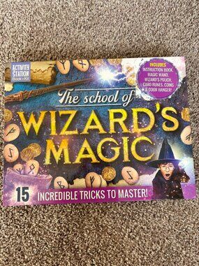 New The School of Wizard's Magic Activity Station Book+ Magic Wand+ Kit Boxed